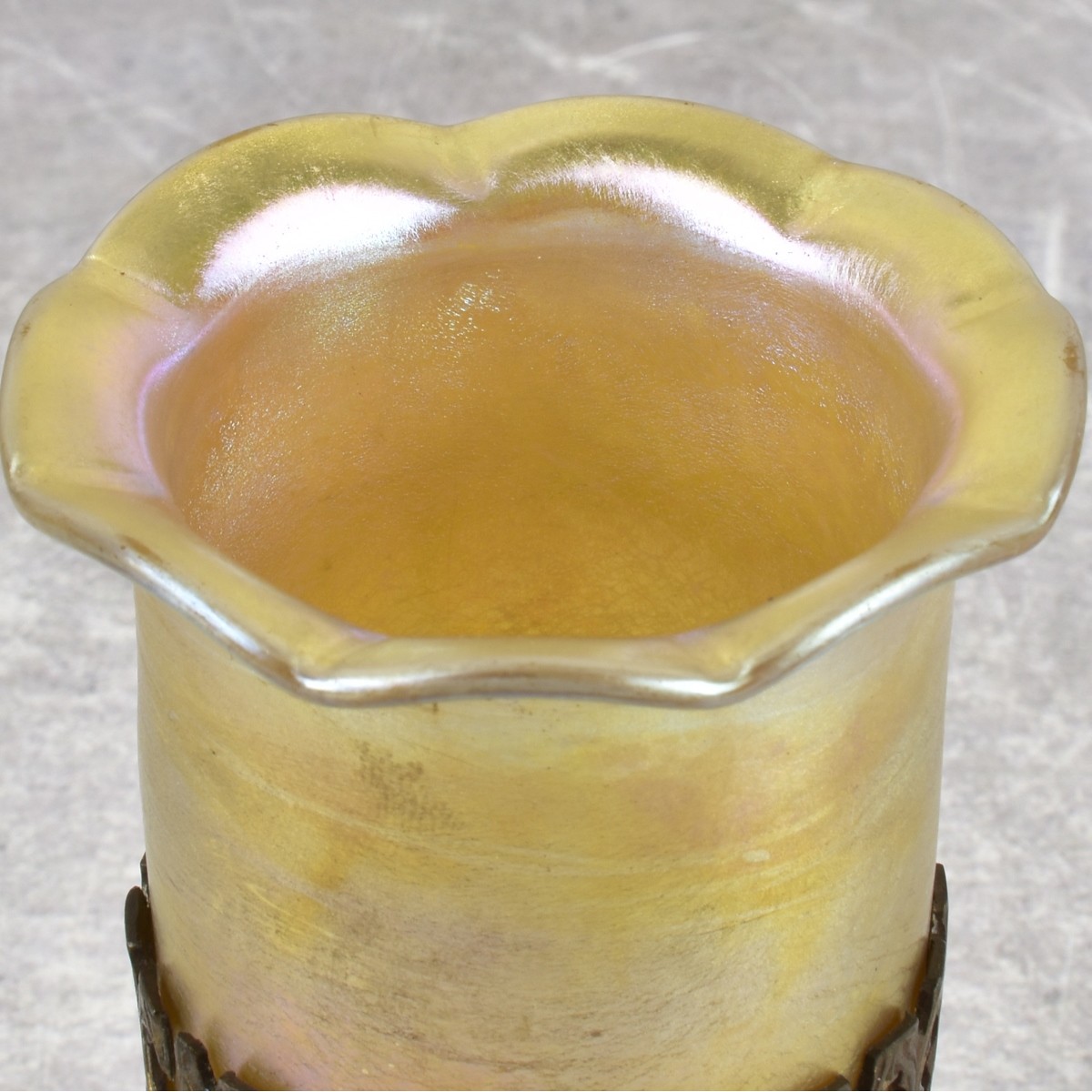 Antique Tiffany Style Gold Glass Vase