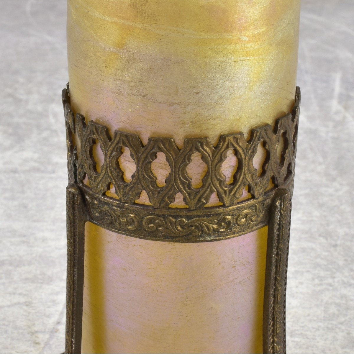 Antique Tiffany Style Gold Glass Vase