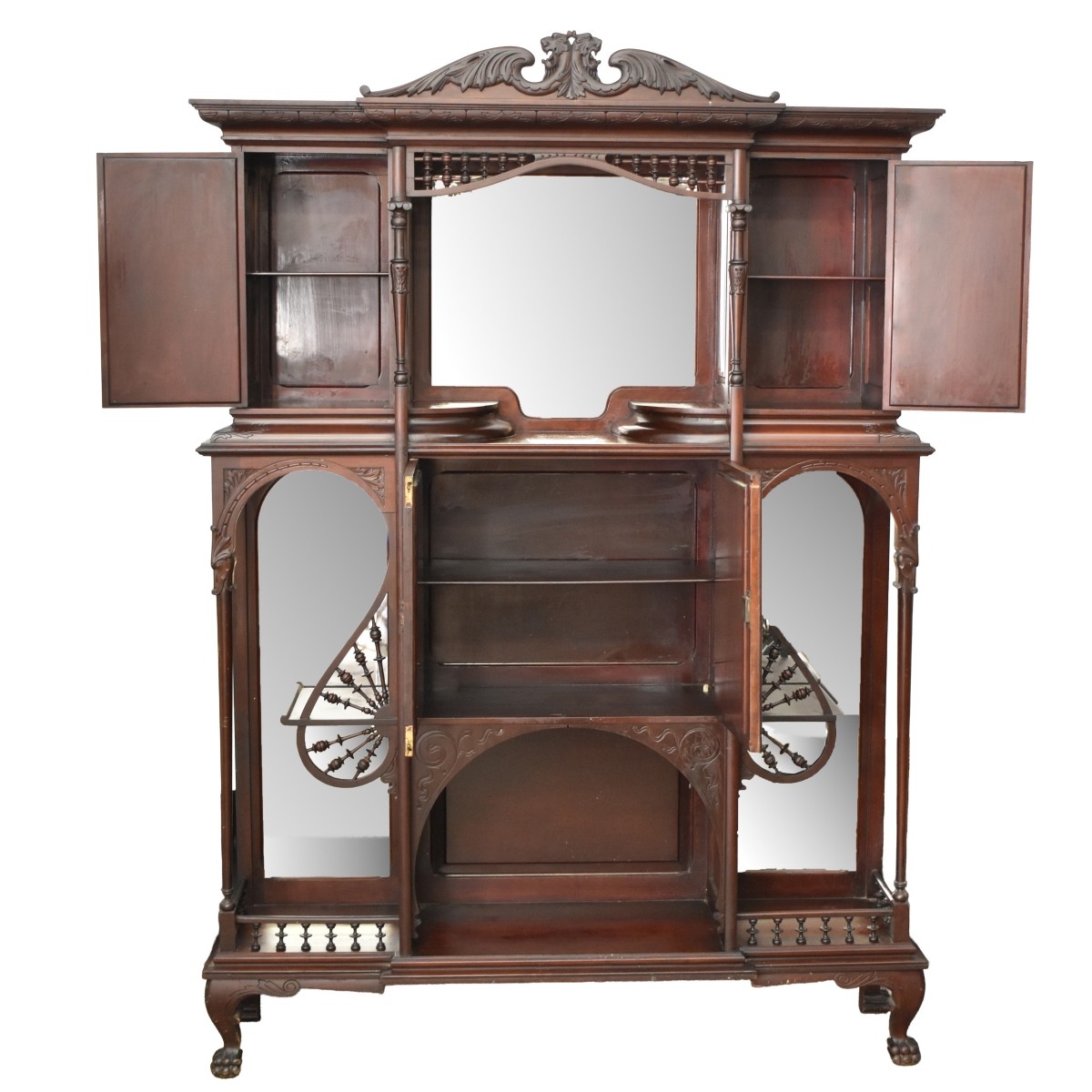 Art Nouveau Carved Etagere