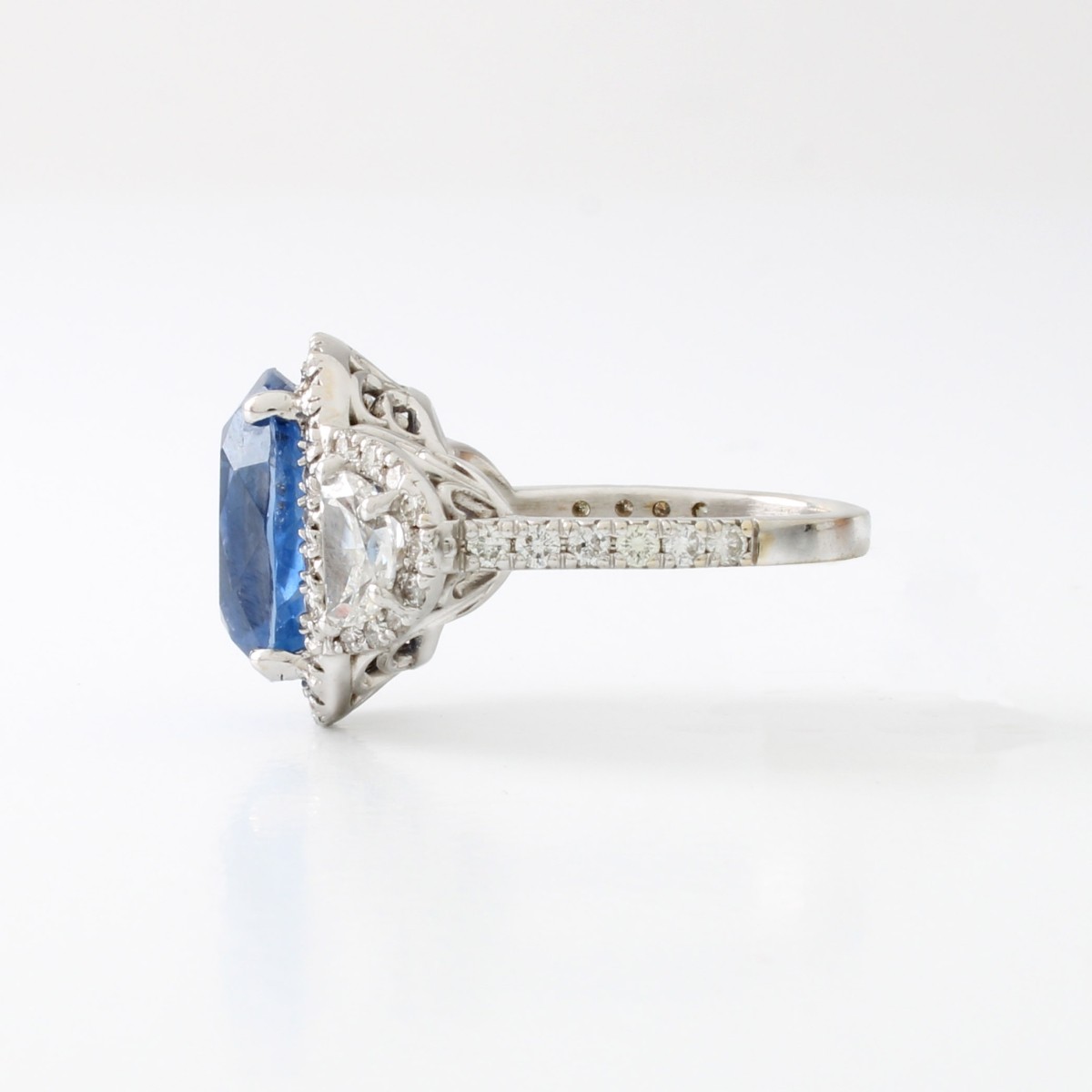 GIA Sapphire, Diamond and 18K Ring