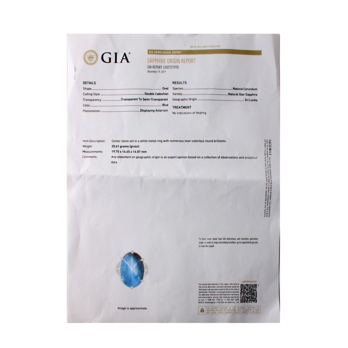 GIA Sapphire, Diamond and Platinum Ring