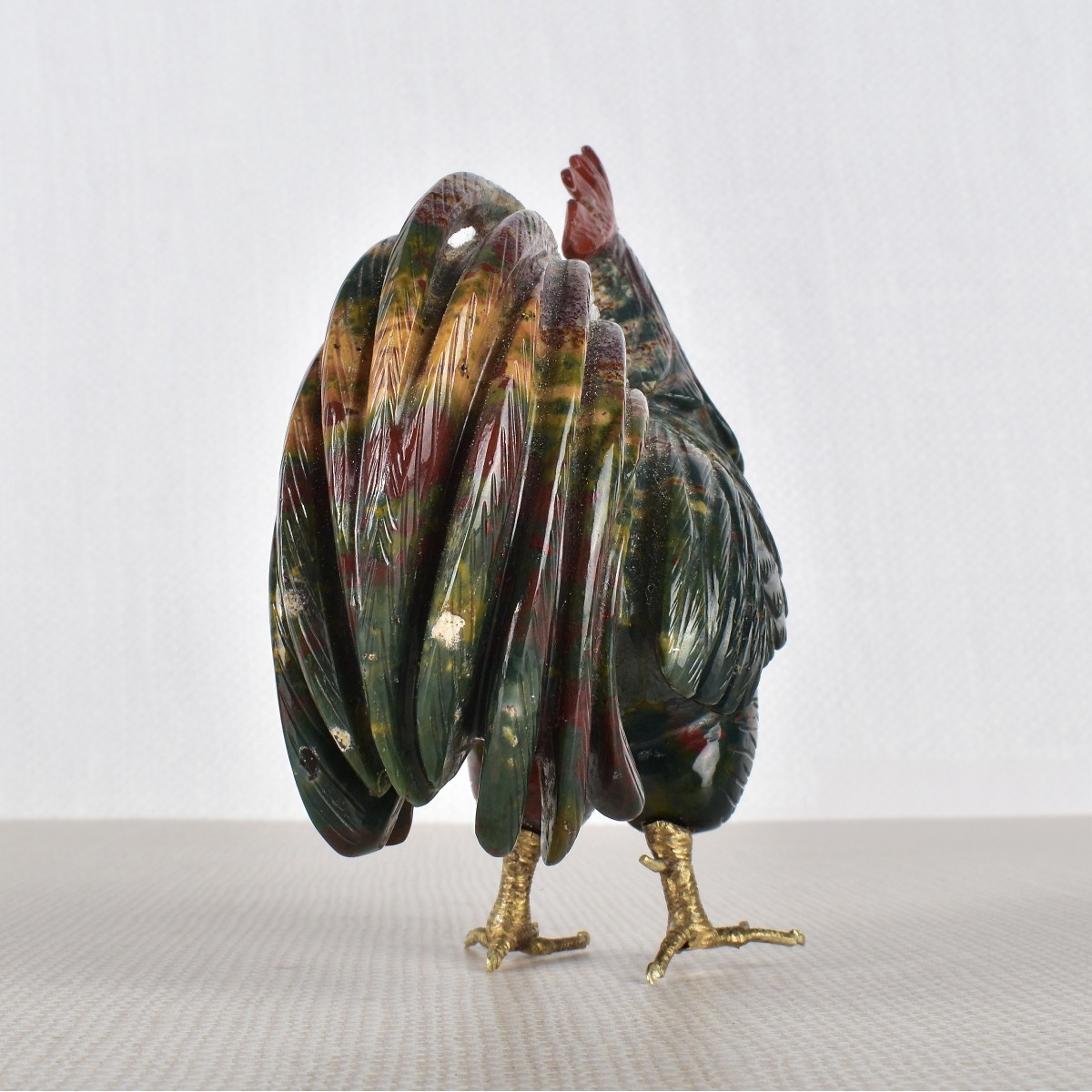 Carved Agate Rooster Figure