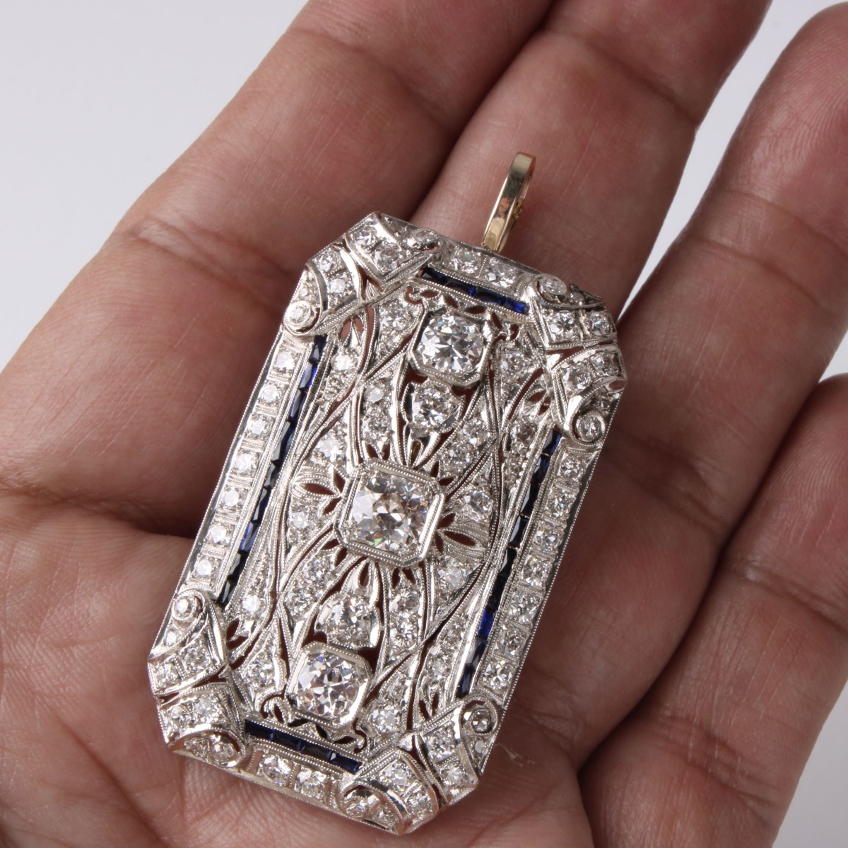Art Deco Diamond and Platinum Pendant