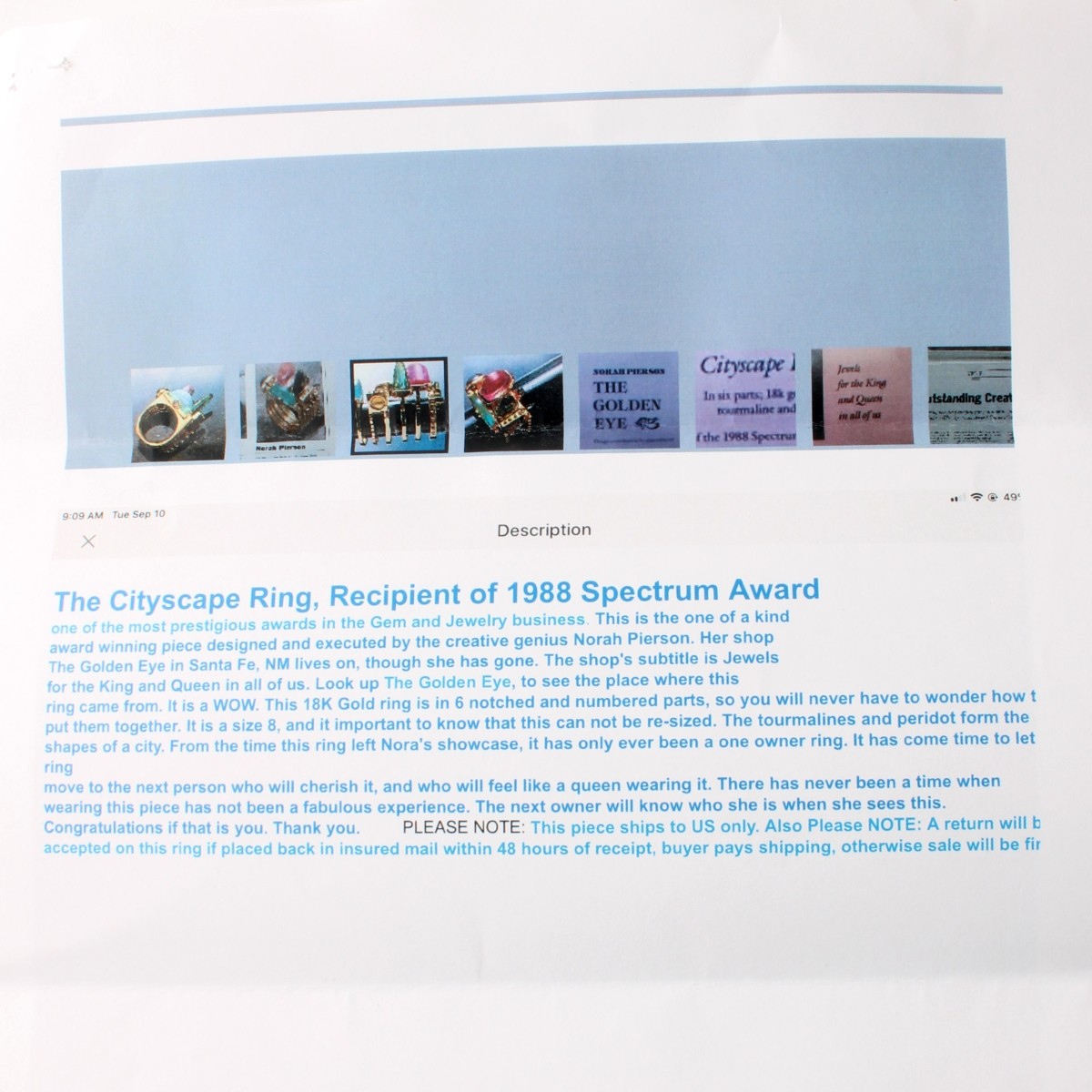 Tourmaline and 18K Ring