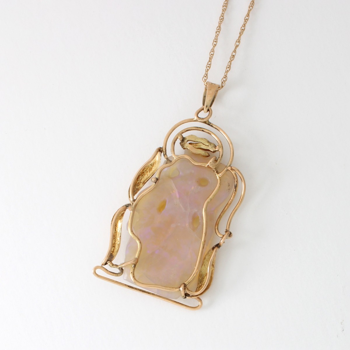 Chinese Opal and 14K Necklace