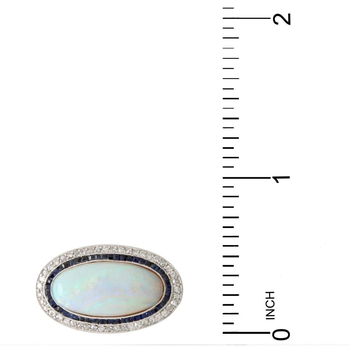 Deco Opal, Sapphire and Diamond Pin