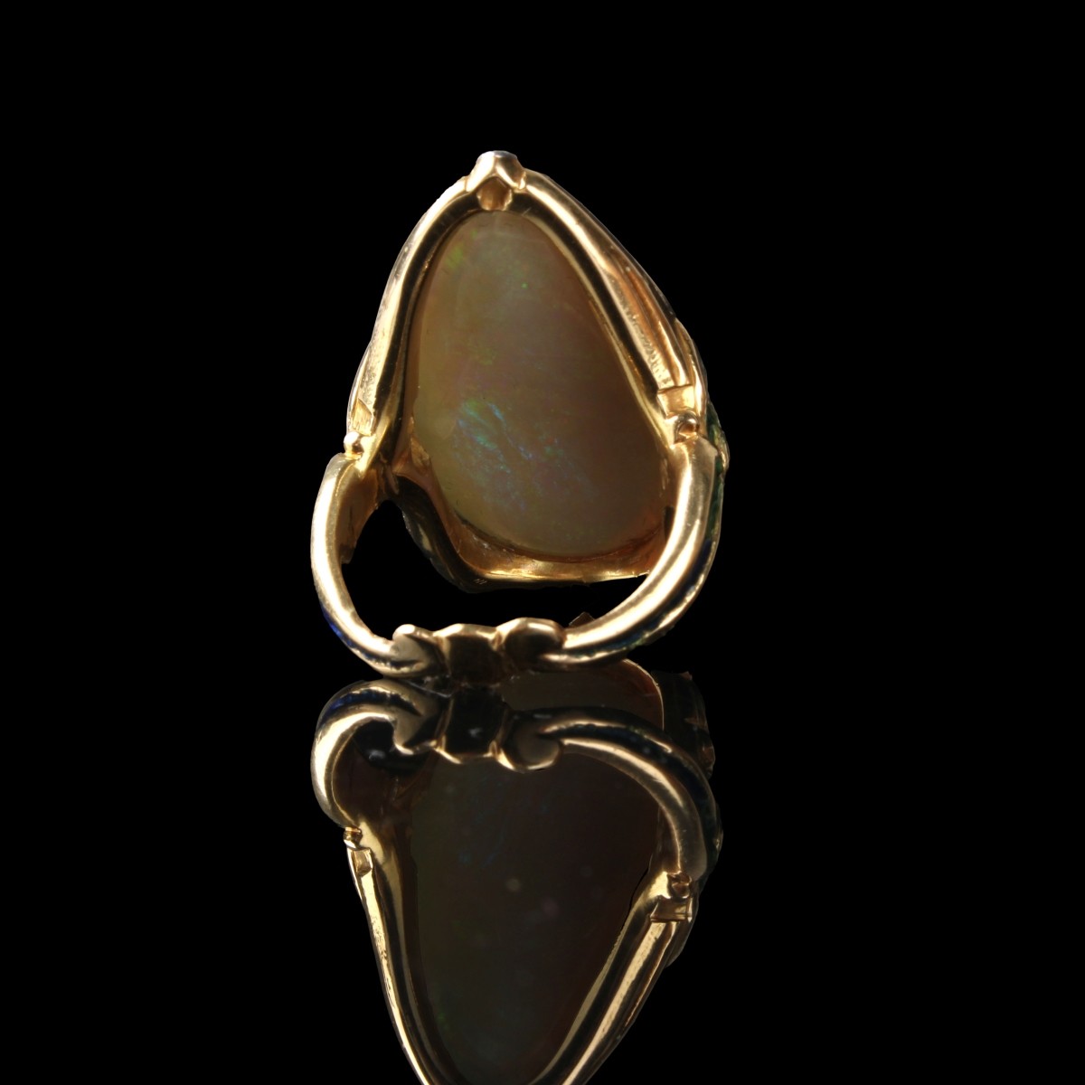 Opal, Diamond, 18K and Enamel Ring
