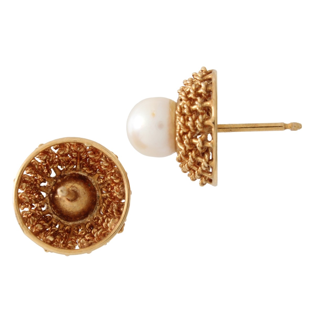 Pearl and 14K Earrings