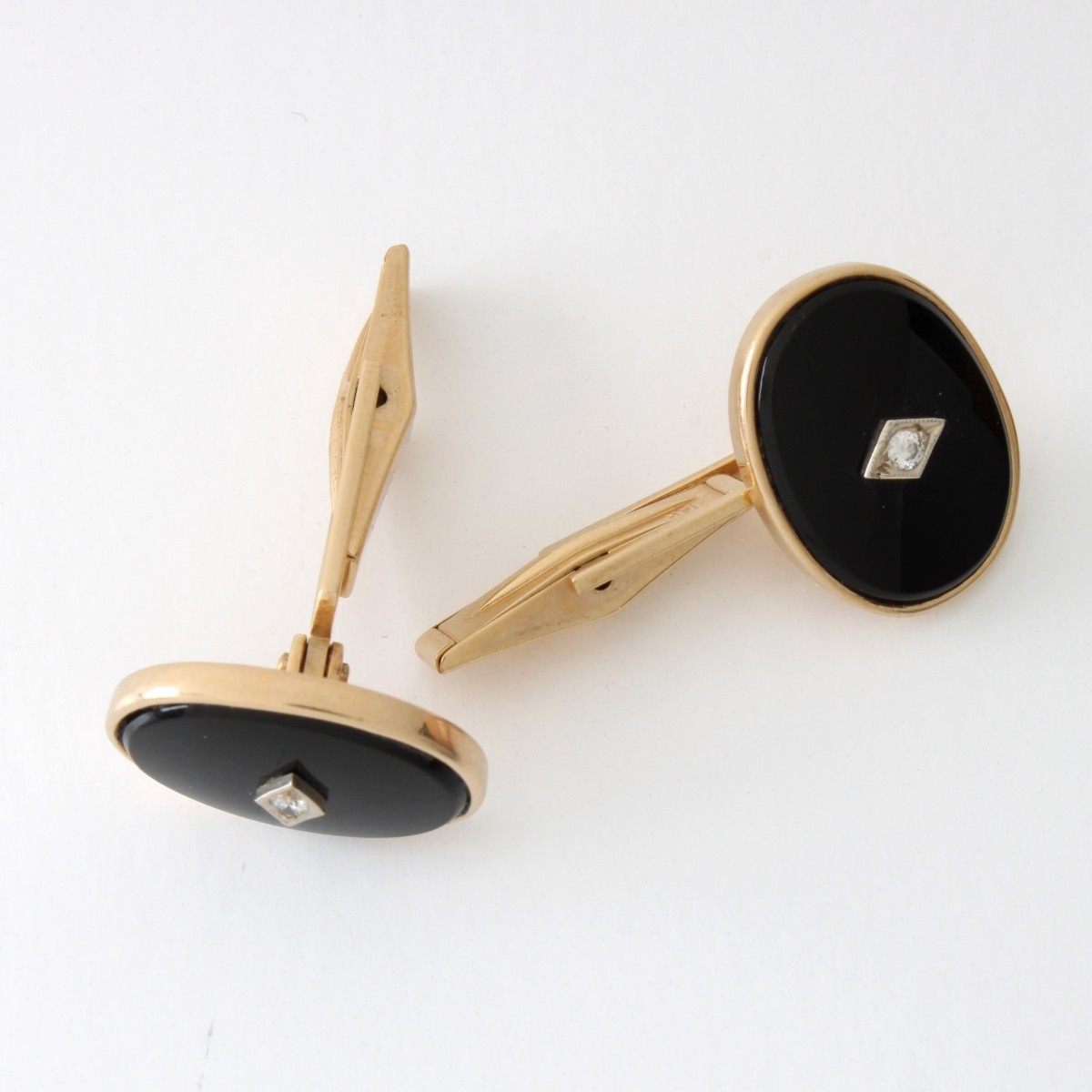 Diamond, Onyx and 14K Cufflinks
