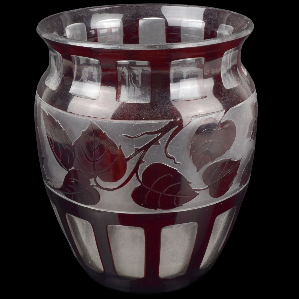 Czechoslovak Ruby Red Cameo Vase