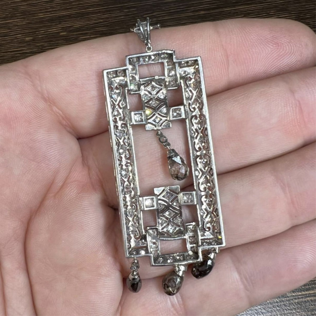 Deco Diamond and Platinum Necklace