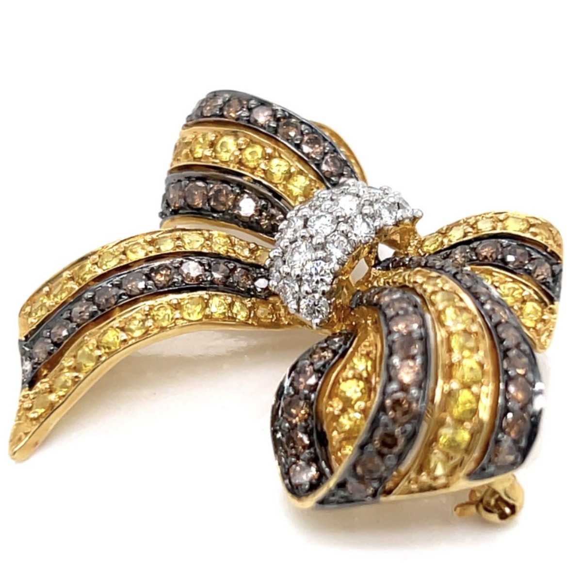 Diamond, Sapphire and 18K Brooch