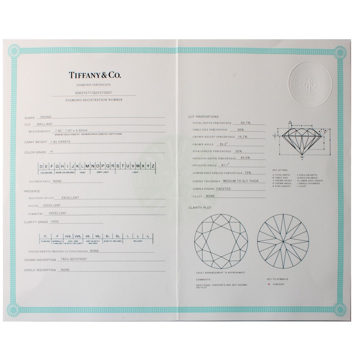 Tiffany & Co Diamond and Platinum Ring