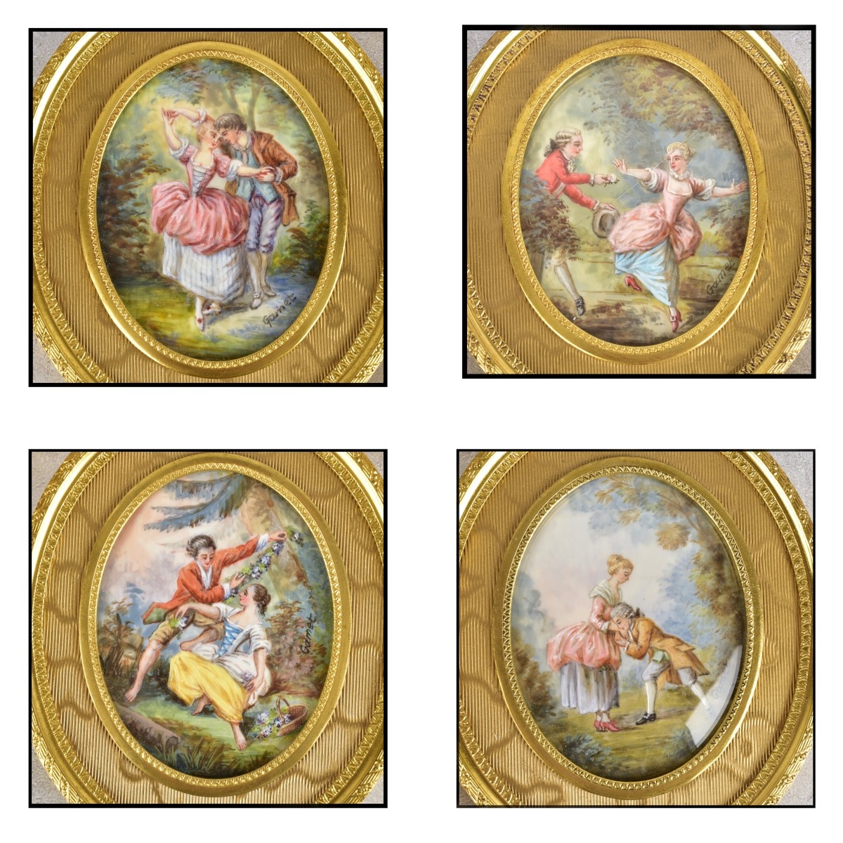 Group of Miniature French Courting Scenes