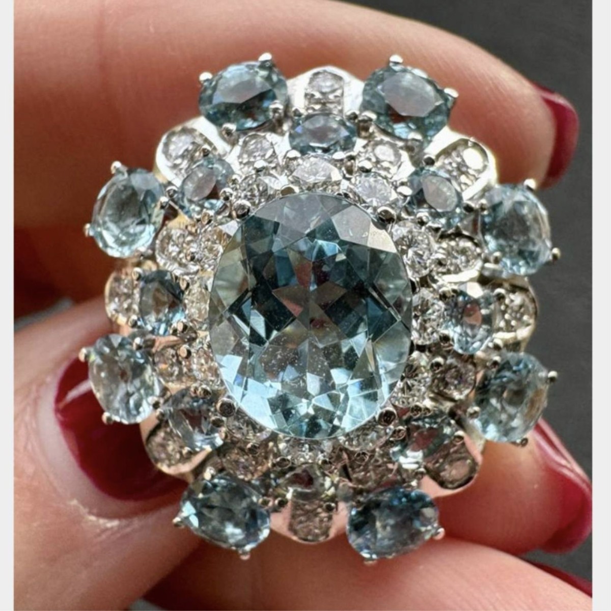 Aquamarine, Diamond and 18K Earrings