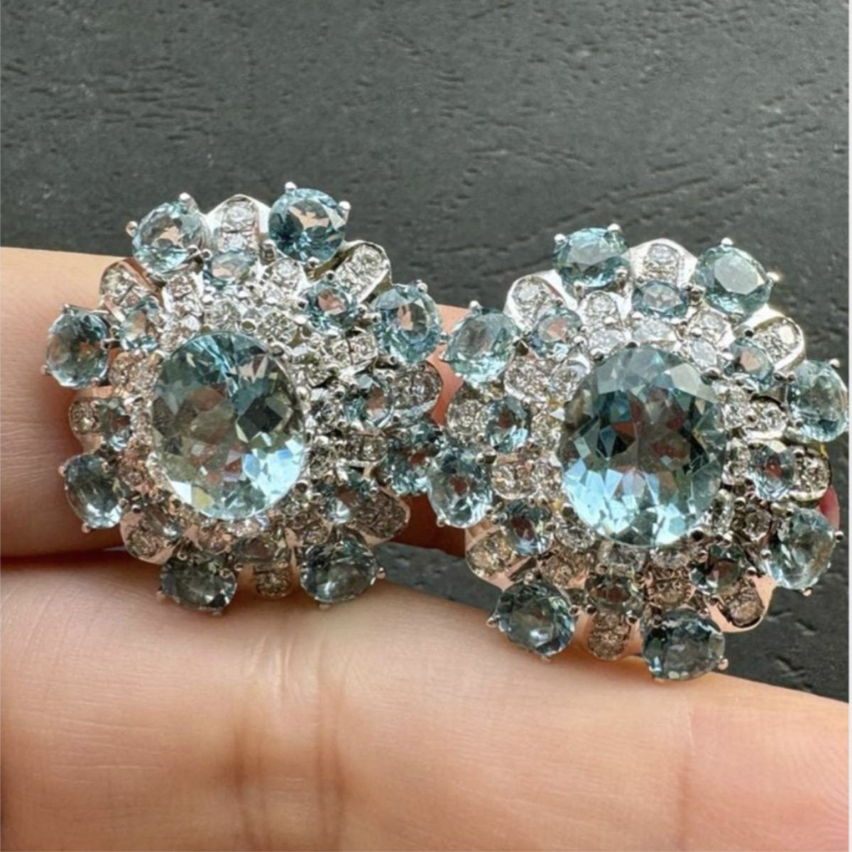 Aquamarine, Diamond and 18K Earrings