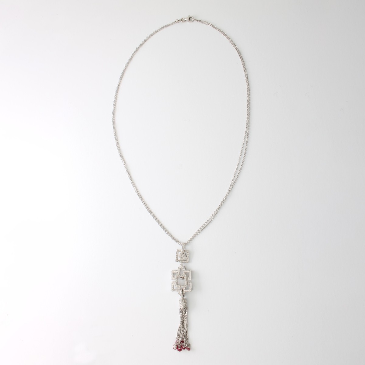 Deco style Diamond, Ruby and 18K Necklace