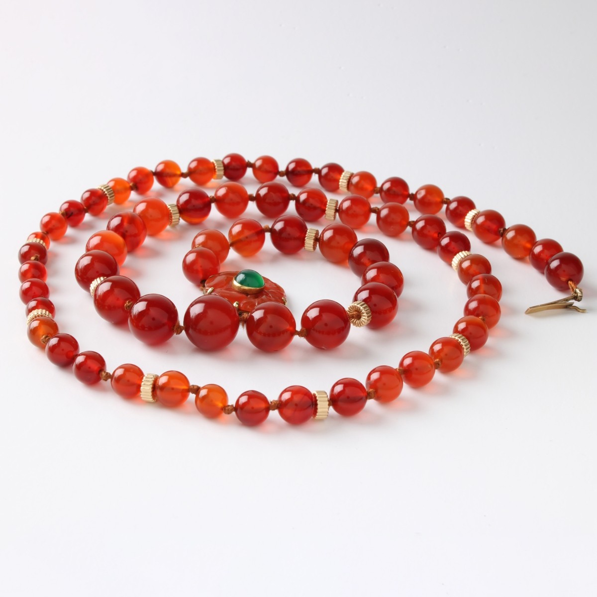 Carnelian, Chrysoprase and 14K Necklace