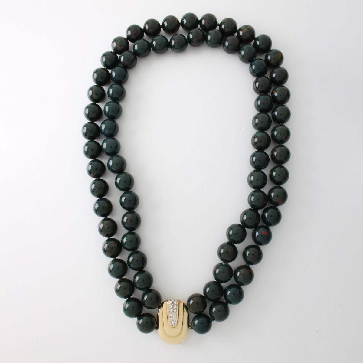 Bloodstone, Diamond and 14K Necklace