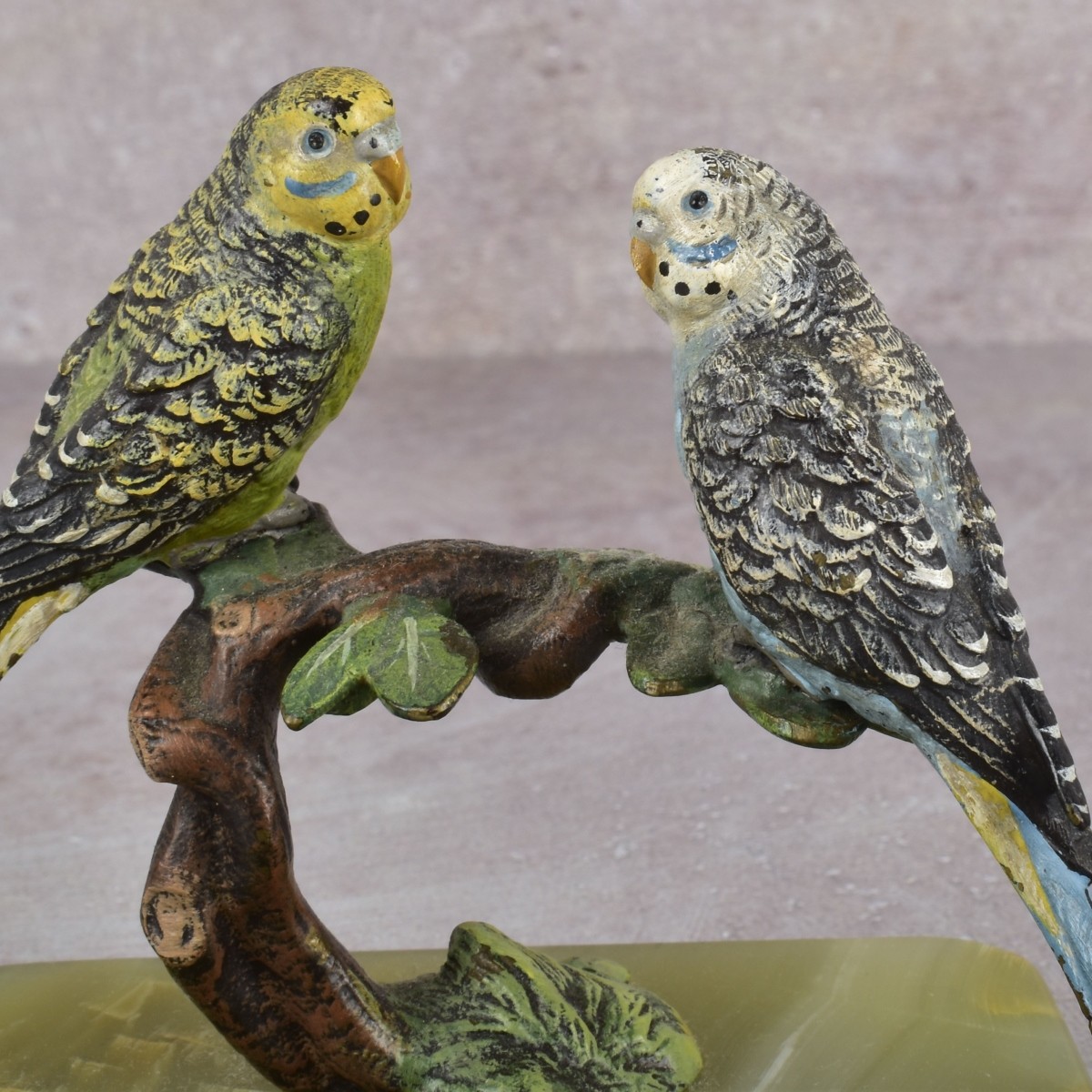 Antique Cold Painted Pair of Parakeets