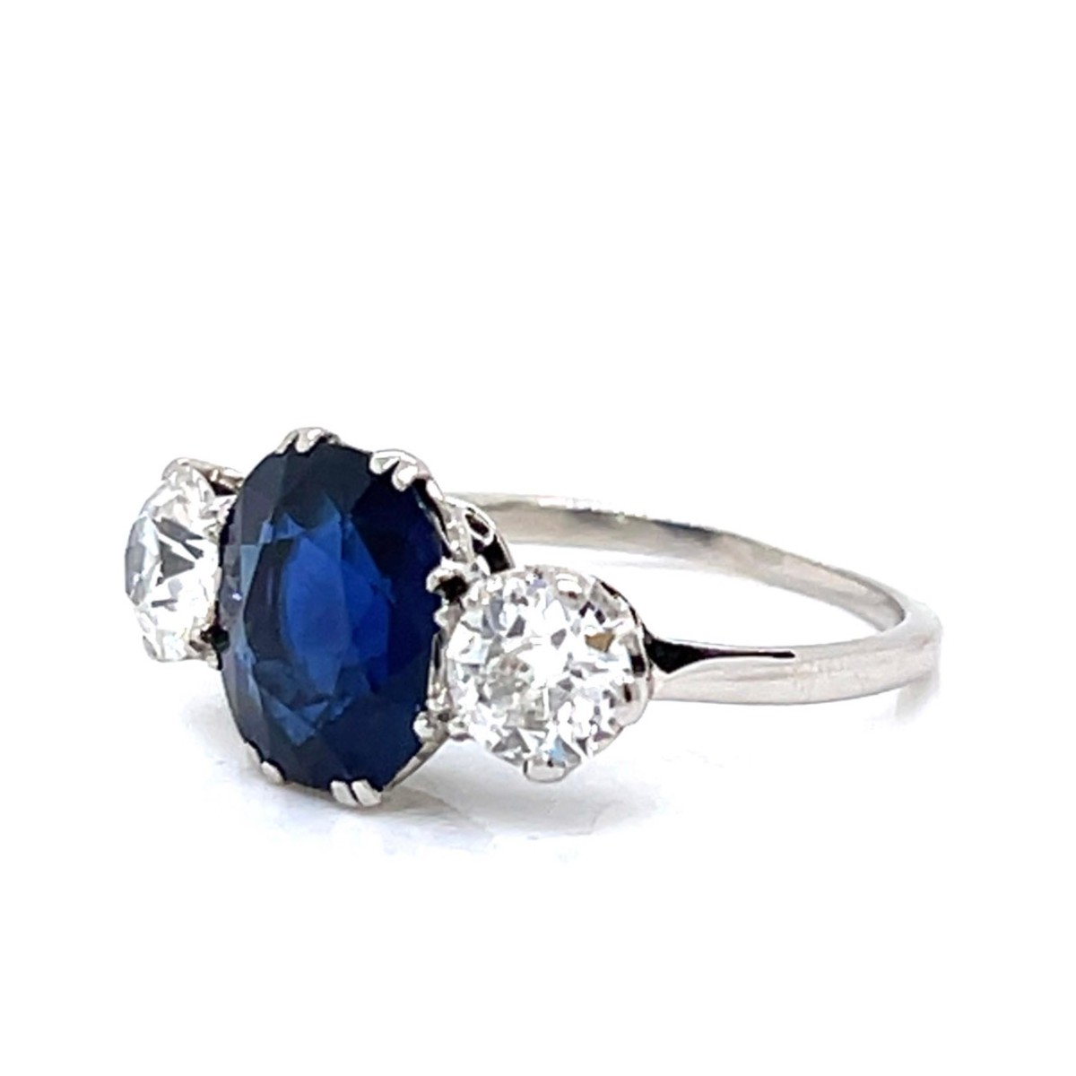 GIA Deco Sapphire, Diamond, Platinum Ring