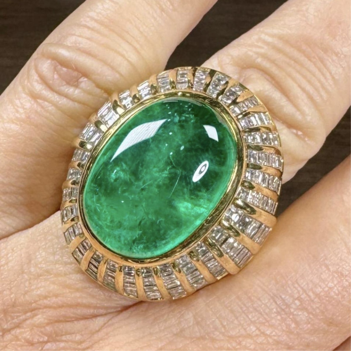 Emerald, Diamond and 18K Ring
