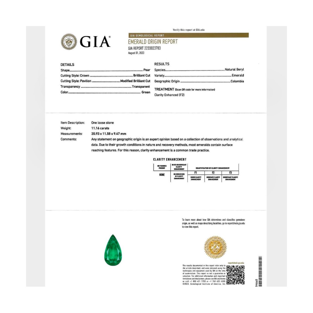 GIA Emerald, Diamond and Platinum Necklace