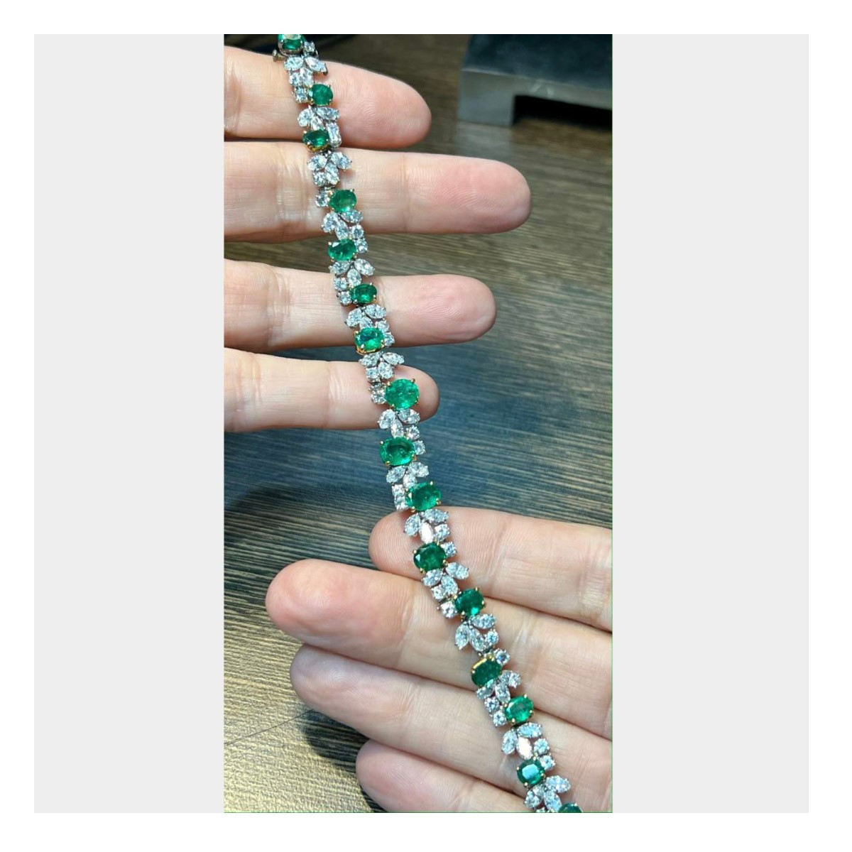 Emerald, Diamond, Platinum & 18K Bracelet