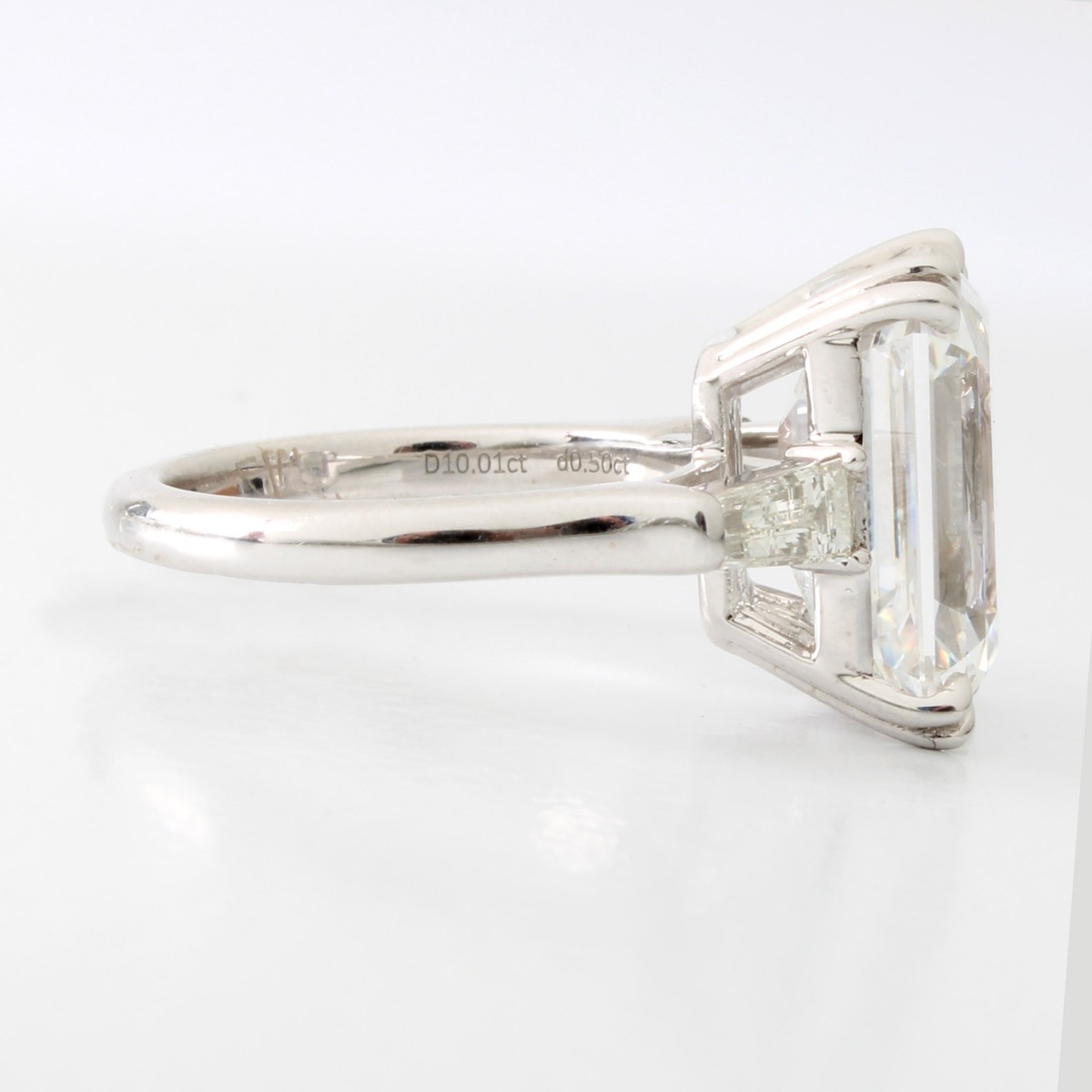 GIA 10.01ct Diamond and 18K Ring