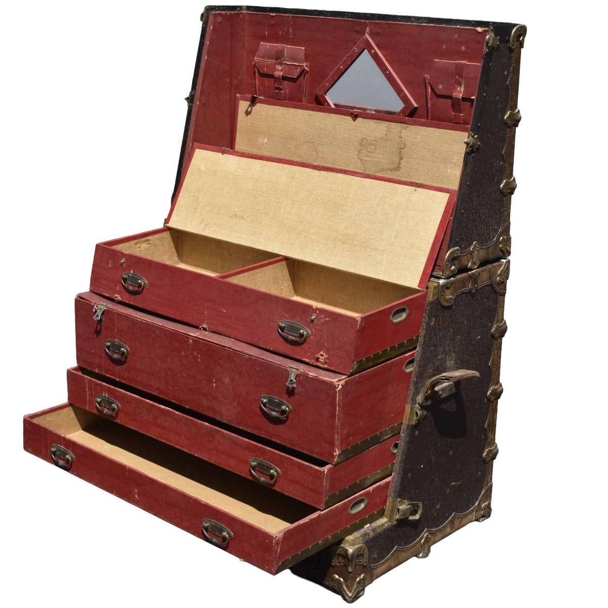 Antique Wood and Leather Steamer Trunk