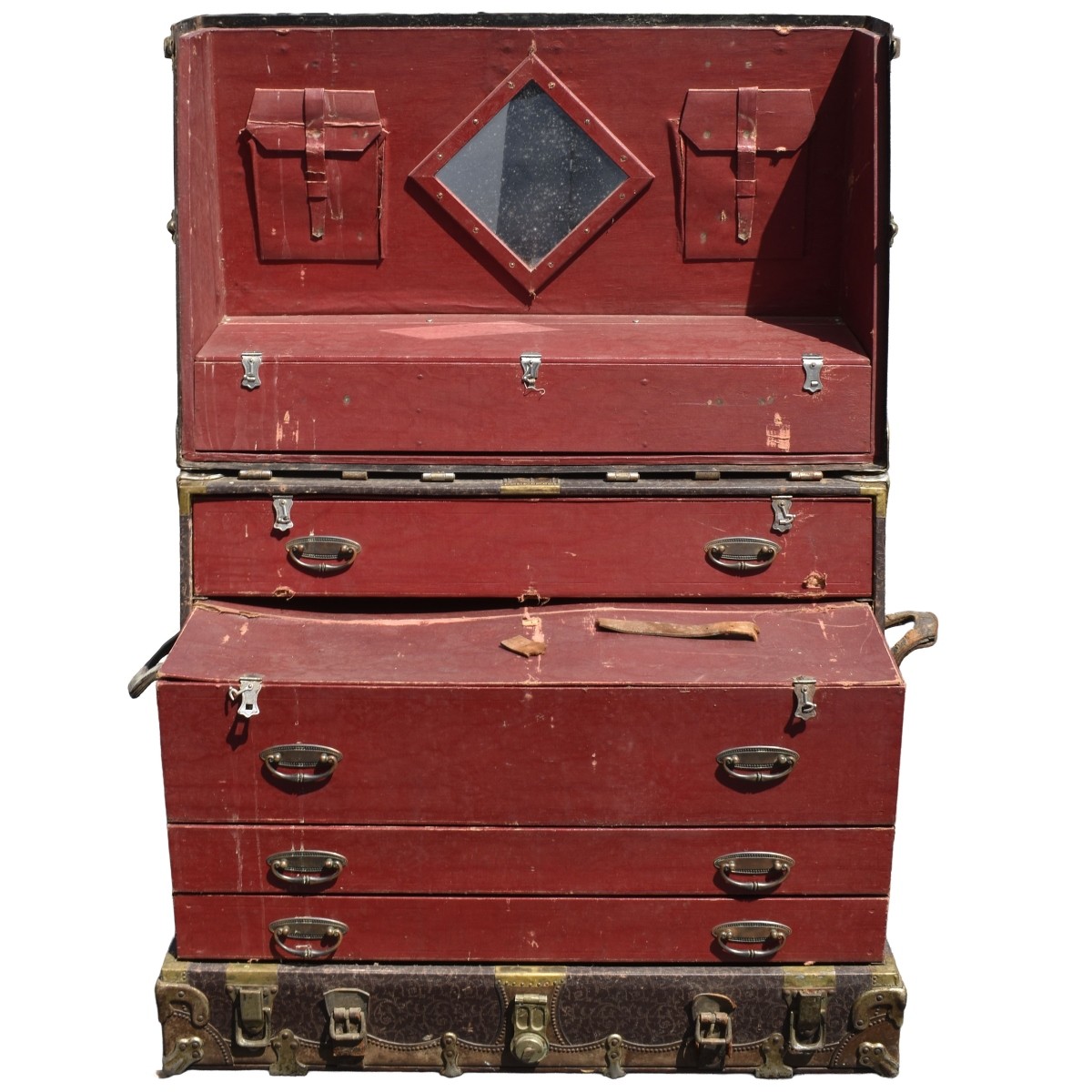 Antique Wood and Leather Steamer Trunk