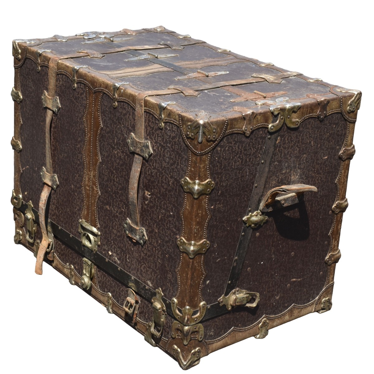 Antique Wood and Leather Steamer Trunk