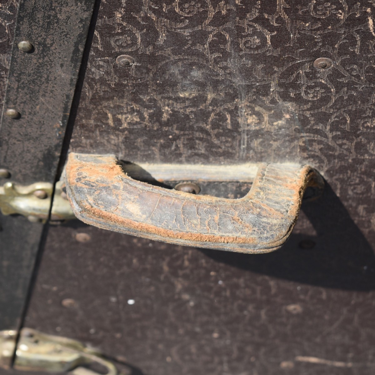 Antique Wood and Leather Steamer Trunk