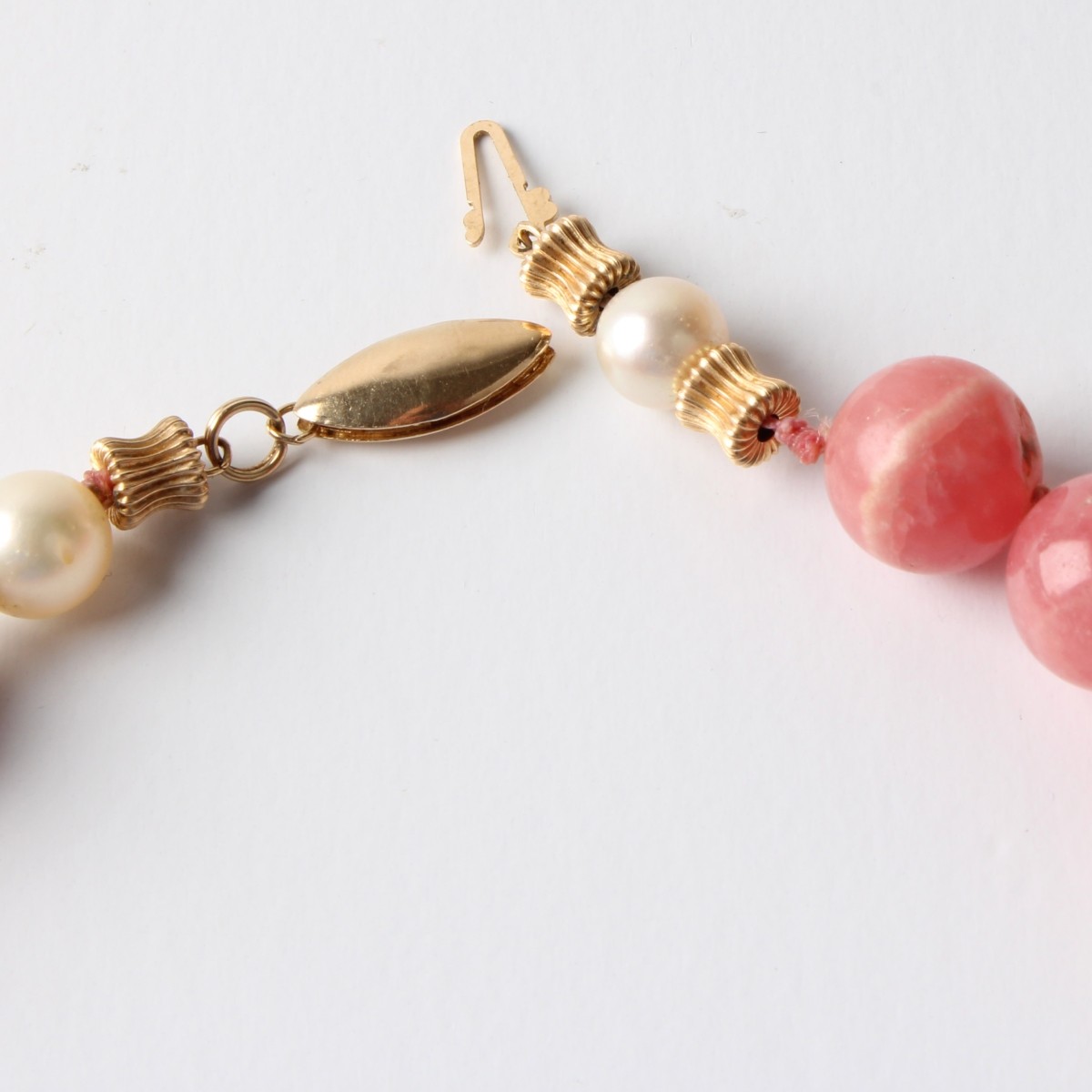 Rhodochrosite, Pearl and 14K Necklace