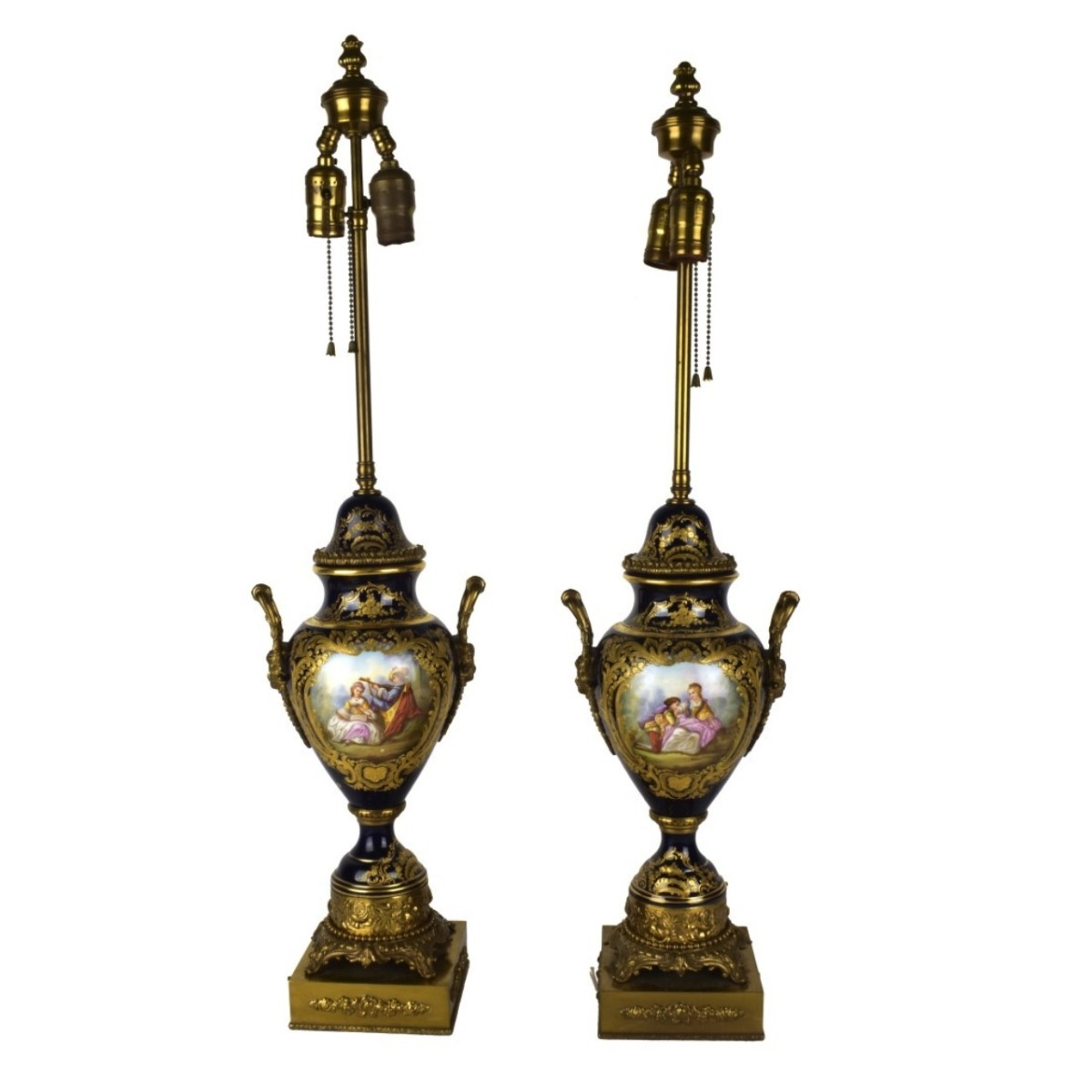 Pair Sevres Lamps with Bronze Mounts