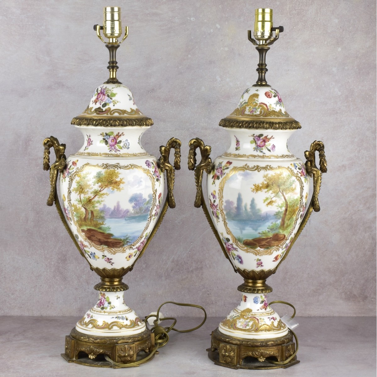 Rococo Style Porcelain Table Lamps