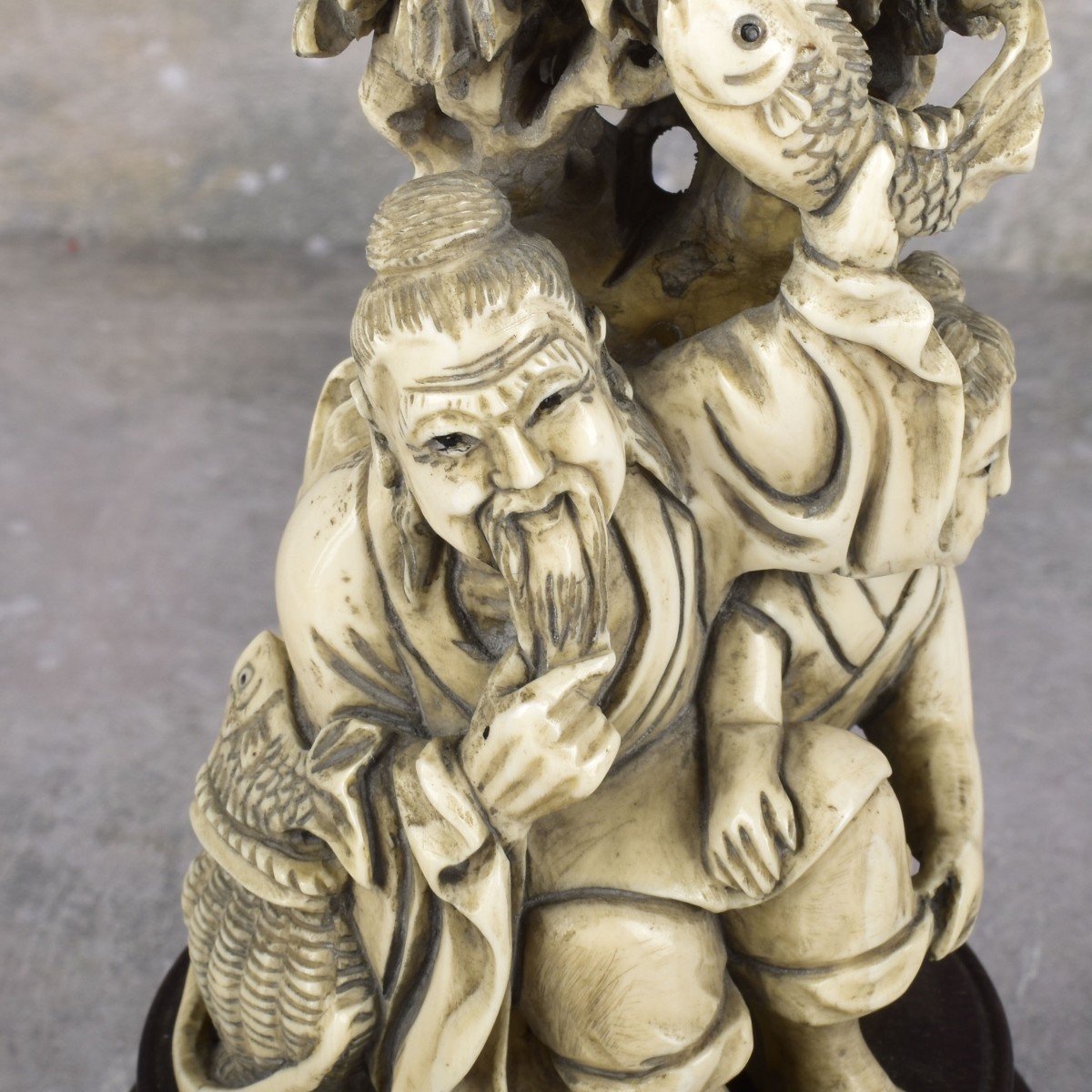 Vintage Japanese Carved Okimono Figures