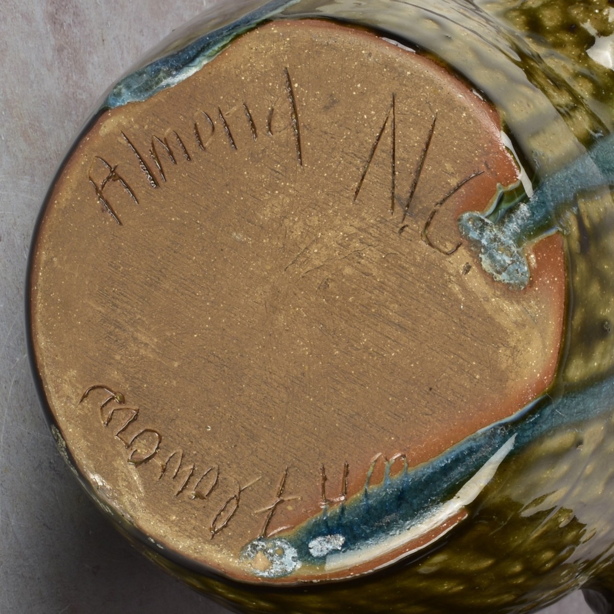 W.A. Flowers Folk Art Pottery Jugs