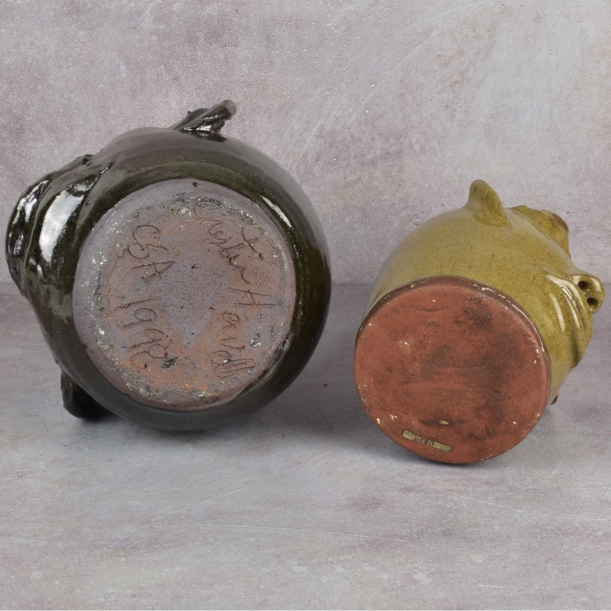 American Folk Art Pottery Face Jugs