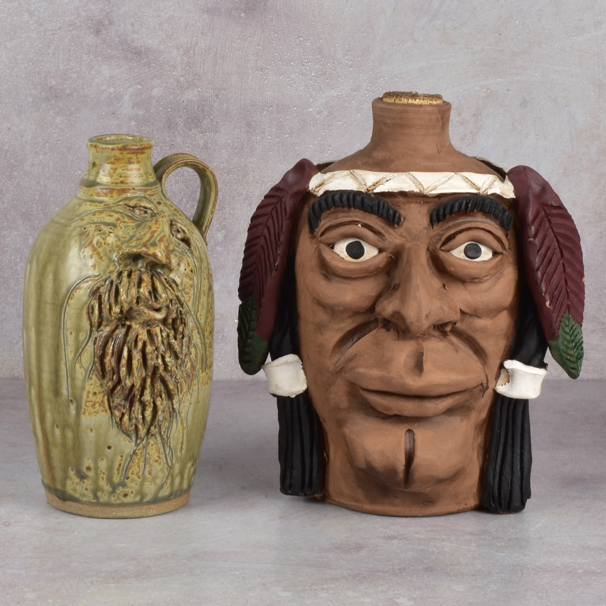 American Pottery Folk Art Face Jugs