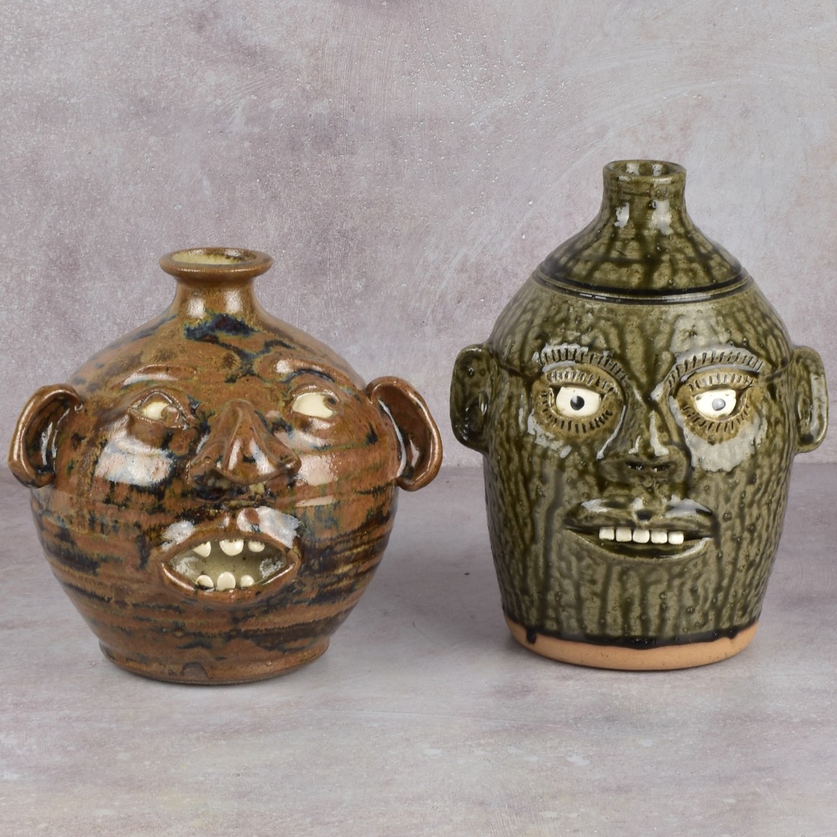 American Pottery Folk Art Face Jugs
