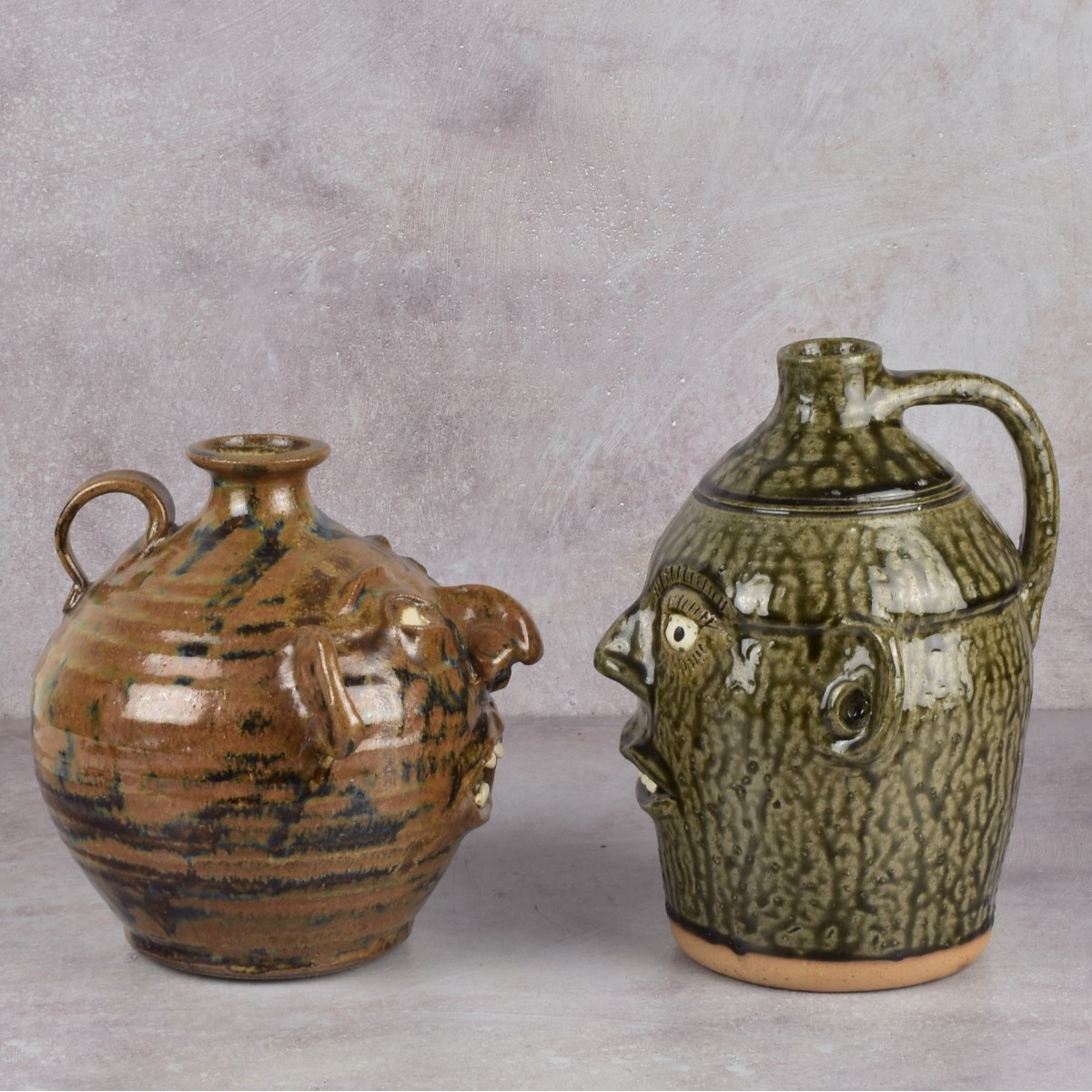 American Pottery Folk Art Face Jugs