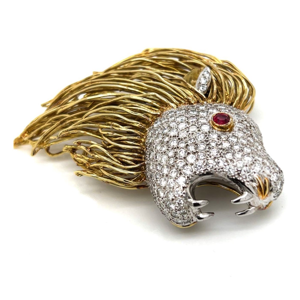 Diamond, Ruby and 14K Brooch