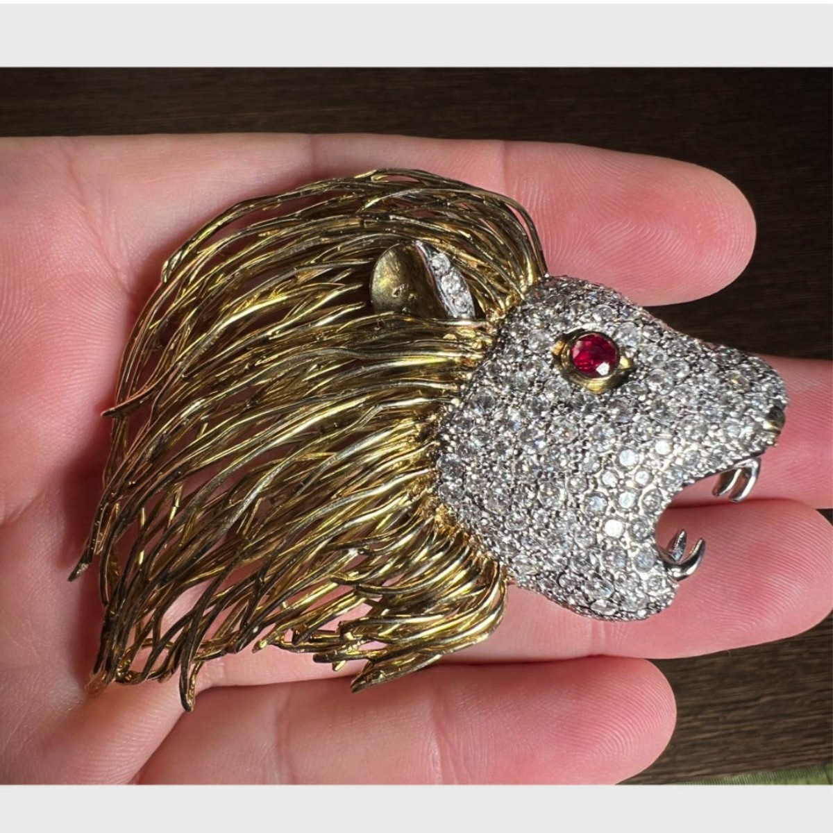 Diamond, Ruby and 14K Brooch