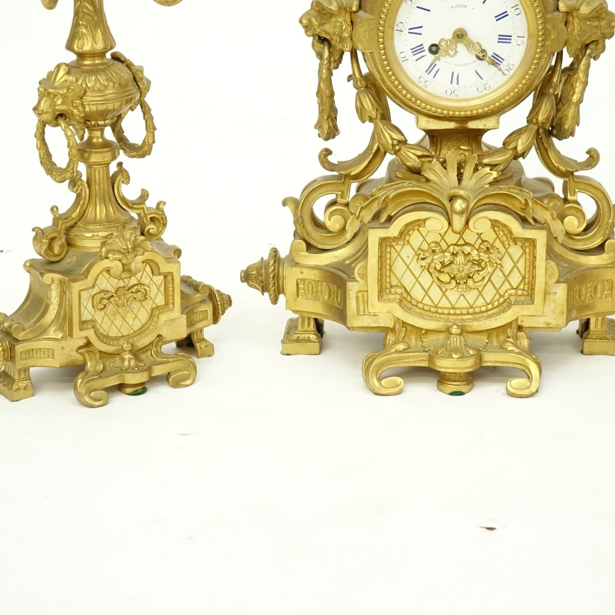 19C French Louis XVI Style Gilt Bronze Clock