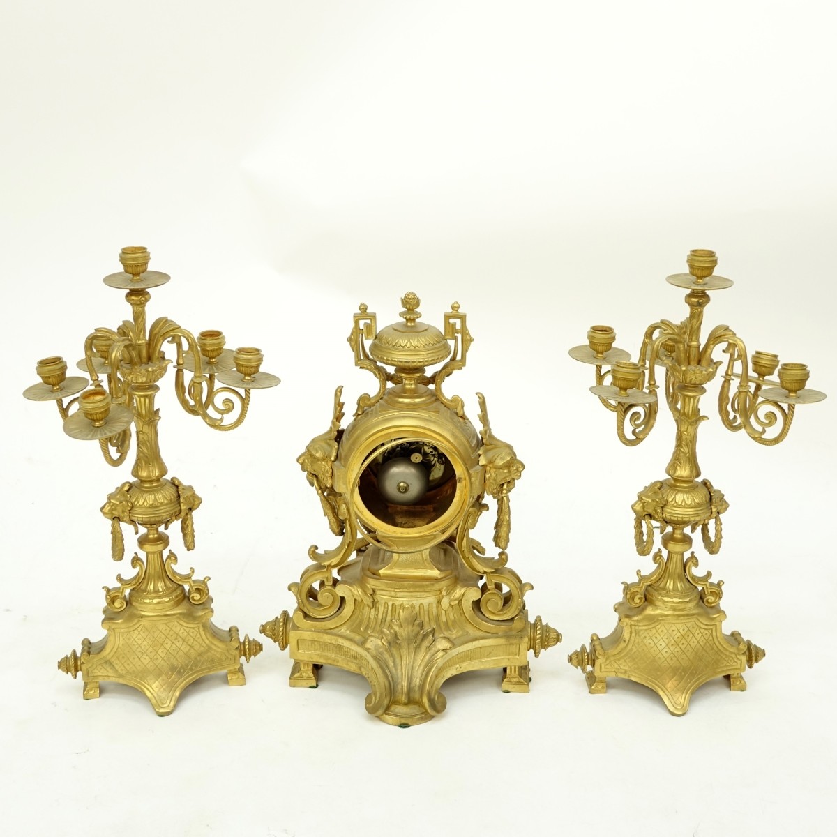 19C French Louis XVI Style Gilt Bronze Clock