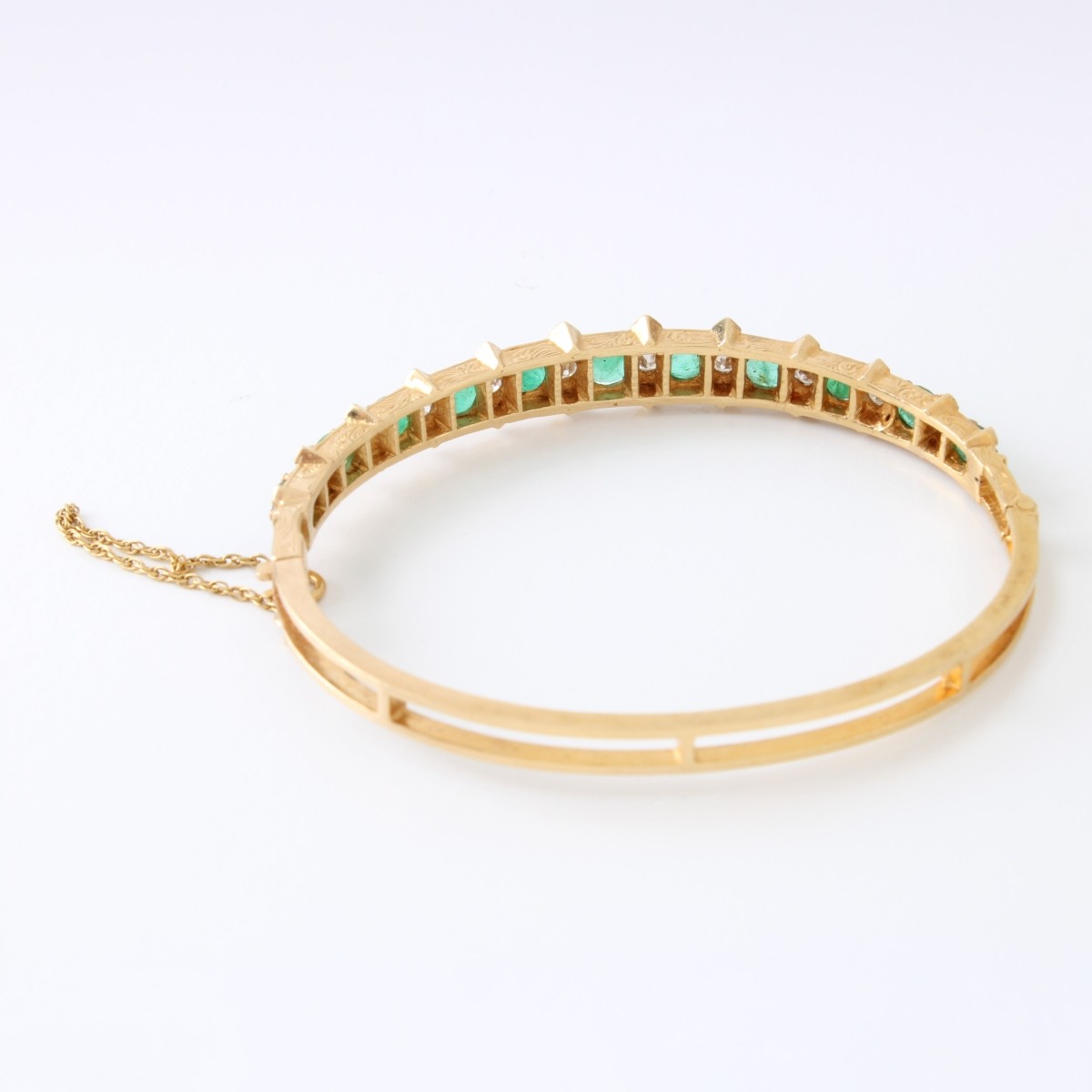 Emerald, Diamond and 14K Bracelet