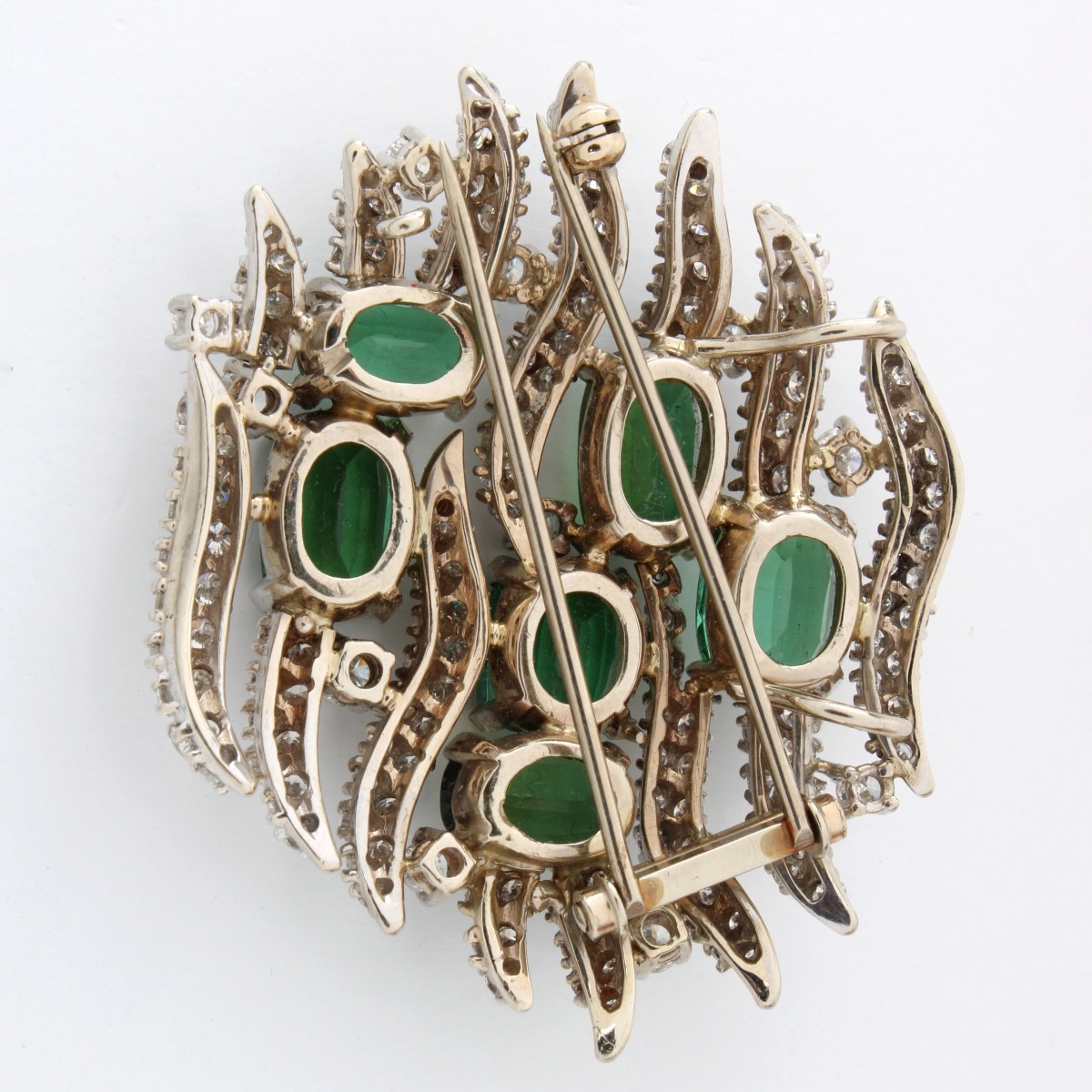 Diamond, Tourmaline and 14K Brooch