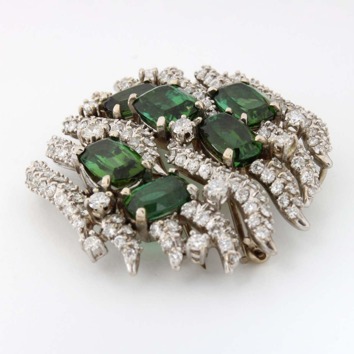 Diamond, Tourmaline and 14K Brooch