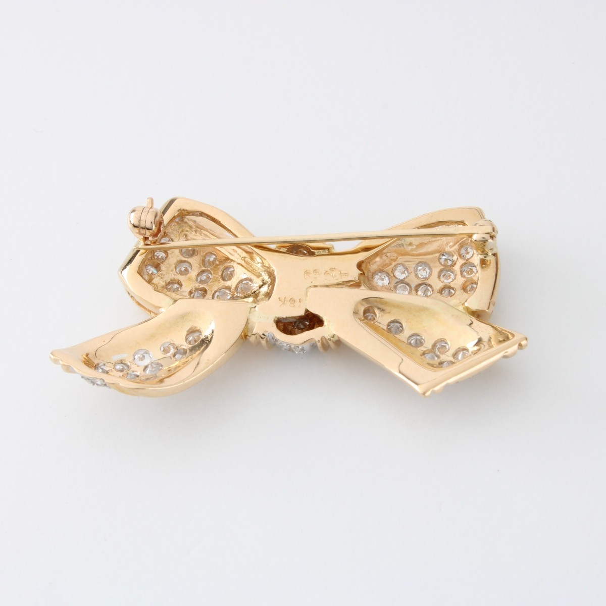 Diamond and 18K Bow Brooch